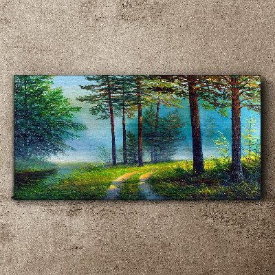 Forest path in the morning fog Print on canvas