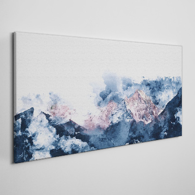 Mountain landscape in shades of blue Canvas wall art