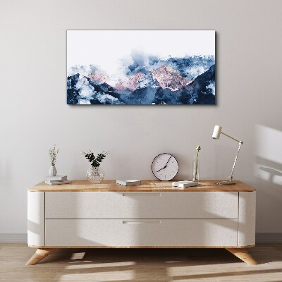 Mountain landscape in shades of blue Canvas wall art