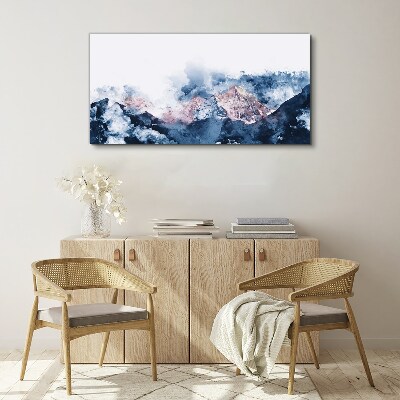 Mountain landscape in shades of blue Canvas wall art