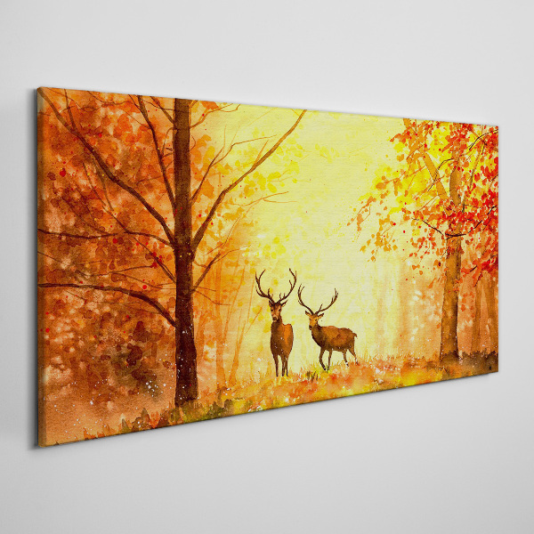 Autumn meeting of deer Print on canvas