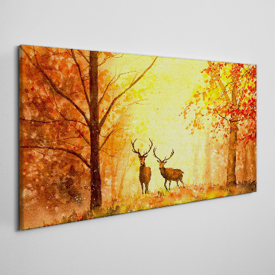 Autumn meeting of deer Print on canvas