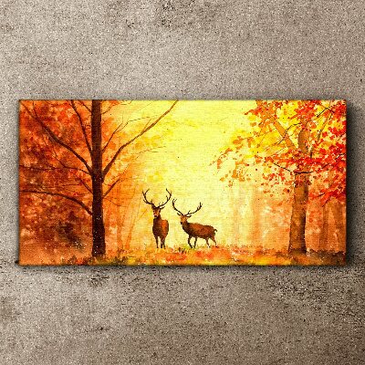Autumn meeting of deer Print on canvas