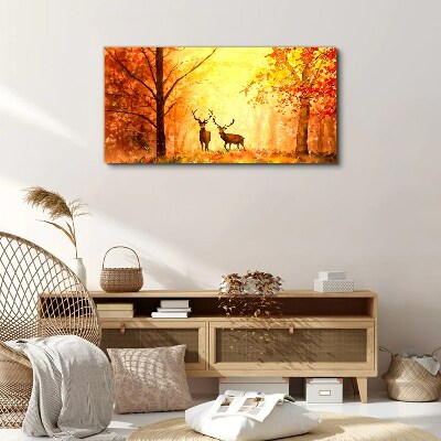 Autumn meeting of deer Print on canvas