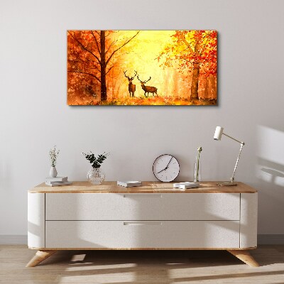 Autumn meeting of deer Print on canvas
