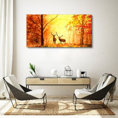 Autumn meeting of deer Print on canvas
