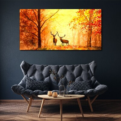 Autumn deer forest Canvas Wall art