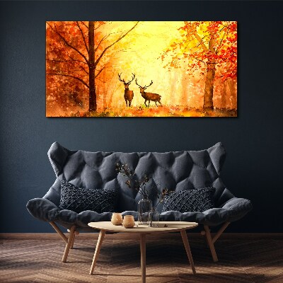 Autumn meeting of deer Print on canvas