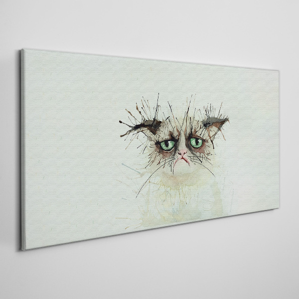 Sad cat with green eyes Canvas wall art