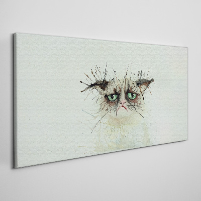 Sad cat with green eyes Canvas wall art
