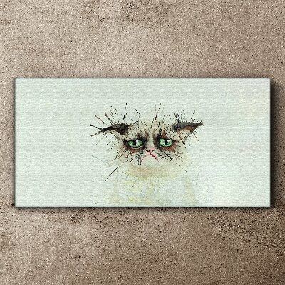 Sad cat with green eyes Canvas wall art