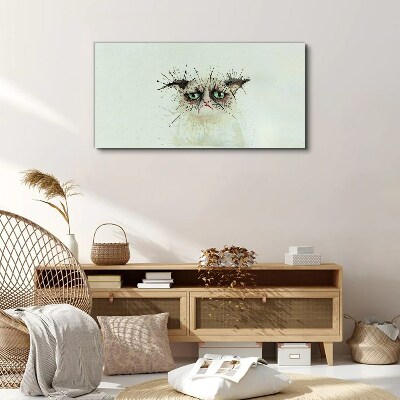 Sad cat with green eyes Canvas wall art