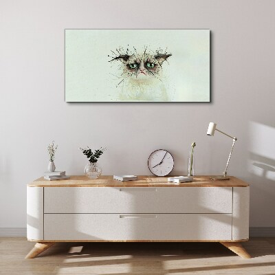 Sad cat with green eyes Canvas wall art