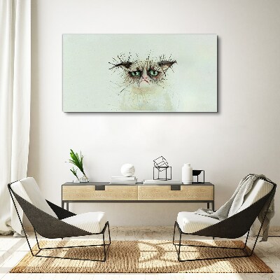 Sad cat with green eyes Canvas wall art