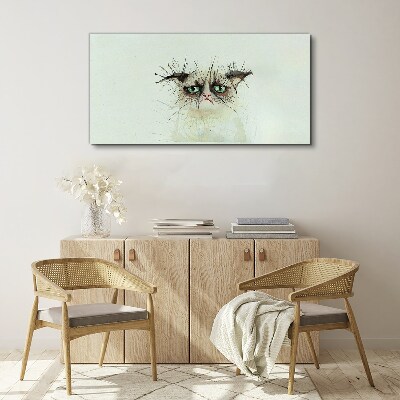 Sad cat with green eyes Canvas wall art