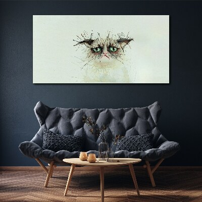 Sad cat with green eyes Canvas wall art