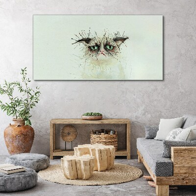 Sad cat with green eyes Canvas wall art
