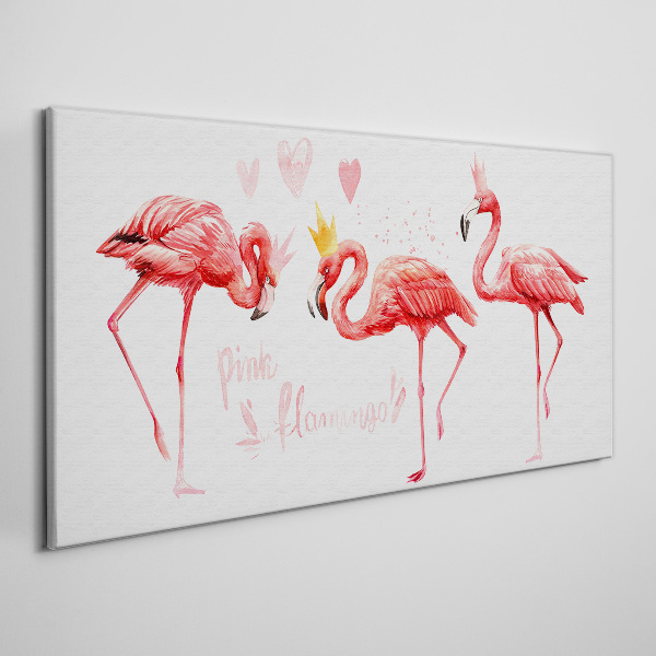 Pink flamingos with crowns Canvas wall art