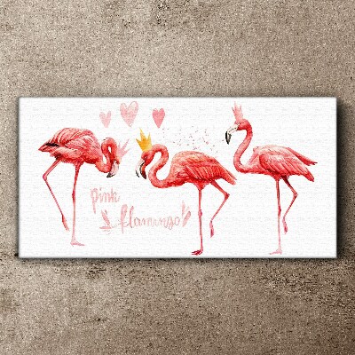 Pink flamingos with crowns Canvas wall art