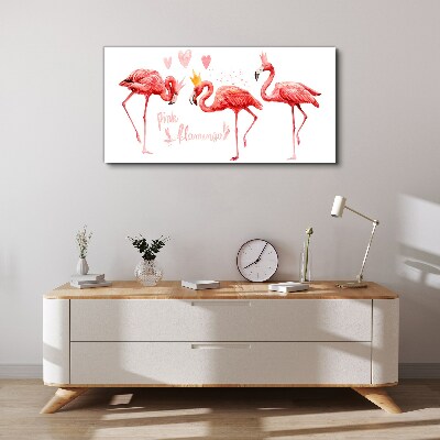 Pink flamingos with crowns Canvas wall art