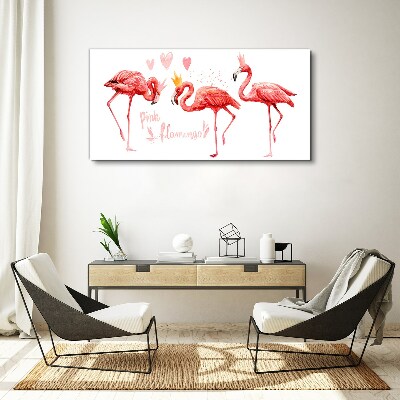Pink flamingos with crowns Canvas wall art