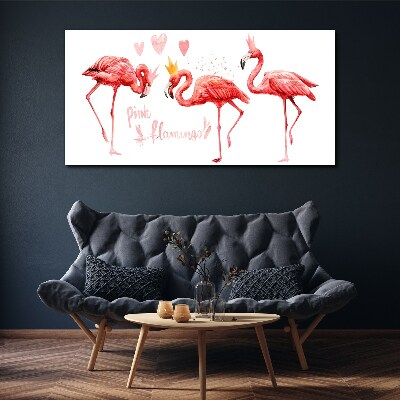 Pink flamingos with crowns Canvas wall art