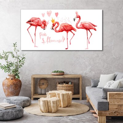 Pink flamingos with crowns Canvas wall art