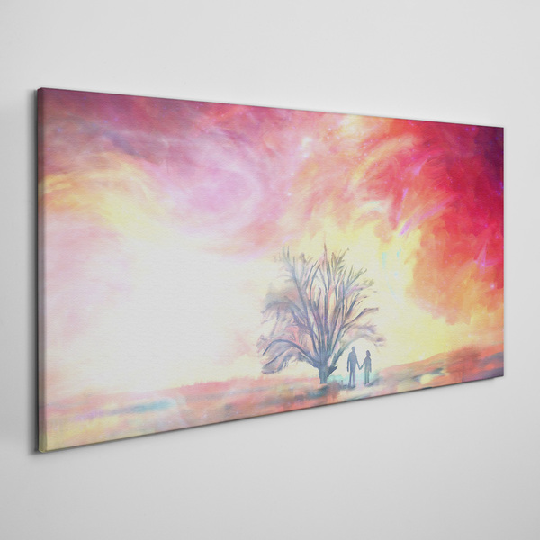 Romantic sunset under the tree Print on canvas