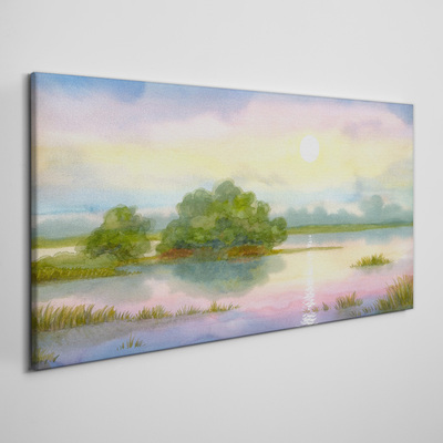 A peaceful landscape by the water Canvas wall art