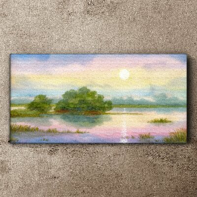 A peaceful landscape by the water Canvas wall art