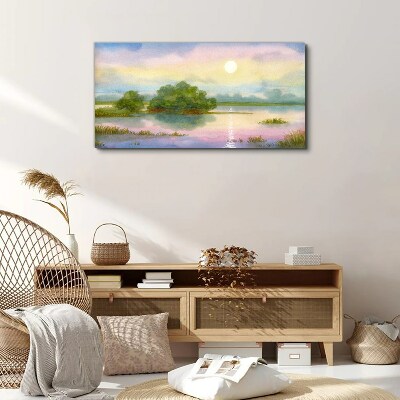 A peaceful landscape by the water Canvas wall art