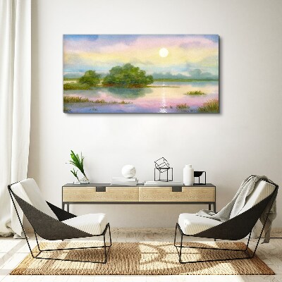 A peaceful landscape by the water Canvas wall art