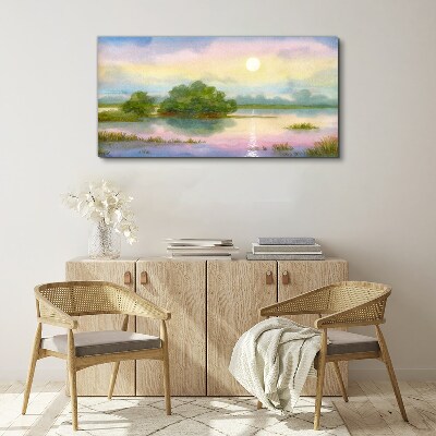 A peaceful landscape by the water Canvas wall art