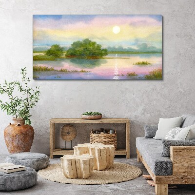 A peaceful landscape by the water Canvas wall art