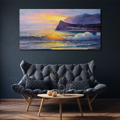 Coast sunset Canvas Wall art