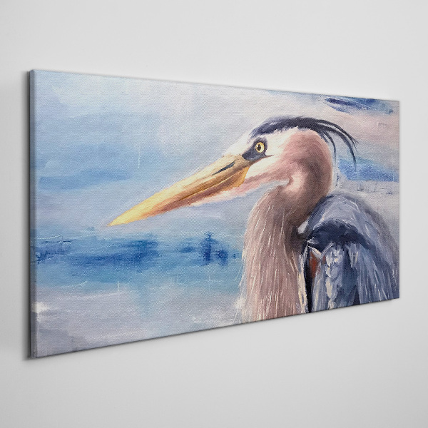 Portrait of a heron by the water Canvas wall art