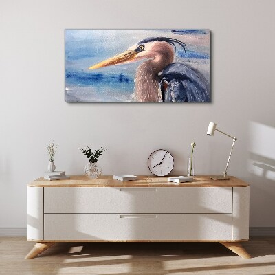 Portrait of a heron by the water Canvas wall art