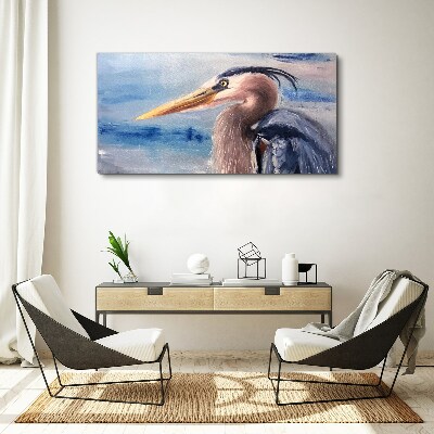 Portrait of a heron by the water Canvas wall art