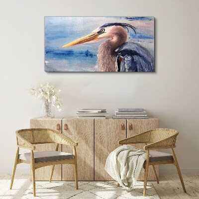 Portrait of a heron by the water Canvas wall art