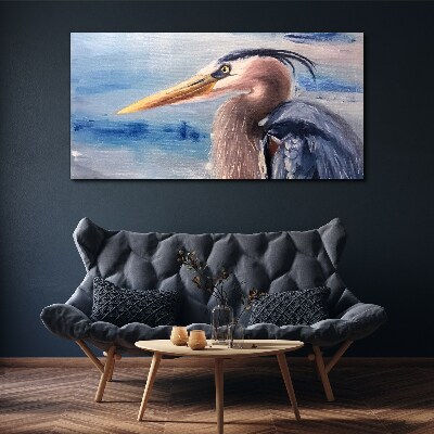 Portrait of a heron by the water Canvas wall art