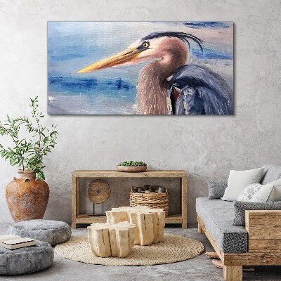 Portrait of a heron by the water Canvas wall art