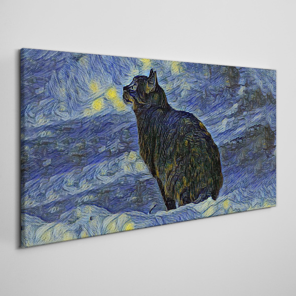 Cat in the night sky Print on canvas