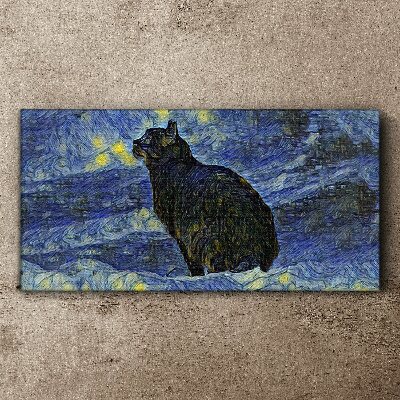 Cat in the night sky Print on canvas