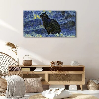 Cat in the night sky Print on canvas