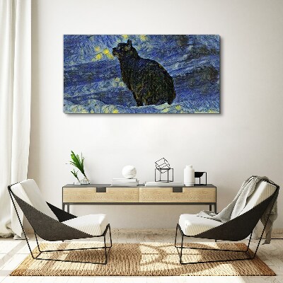 Cat in the night sky Print on canvas