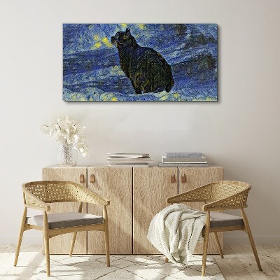 Cat in the night sky Print on canvas