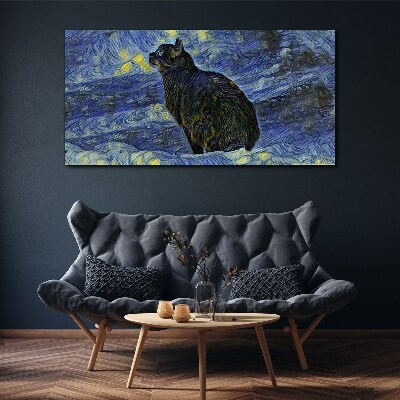 Cat in the night sky Print on canvas