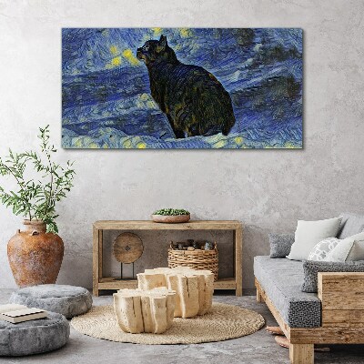 Cat in the night sky Print on canvas