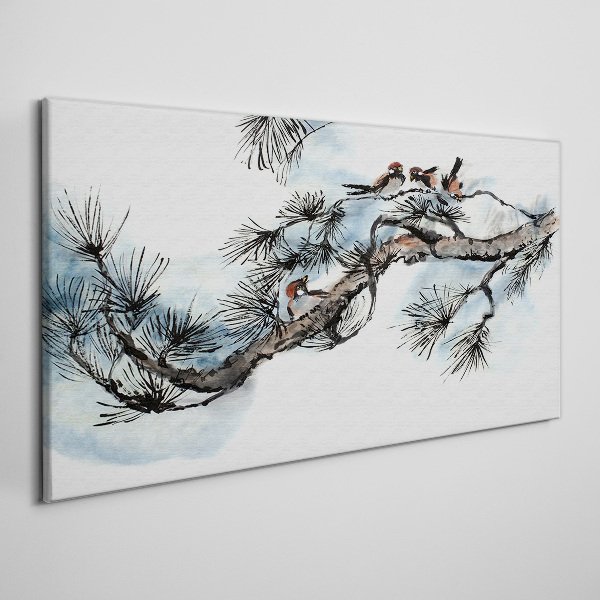 Peaceful branch with birds Canvas wall art