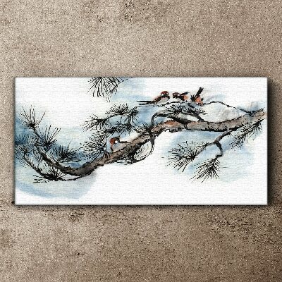 Peaceful branch with birds Canvas wall art